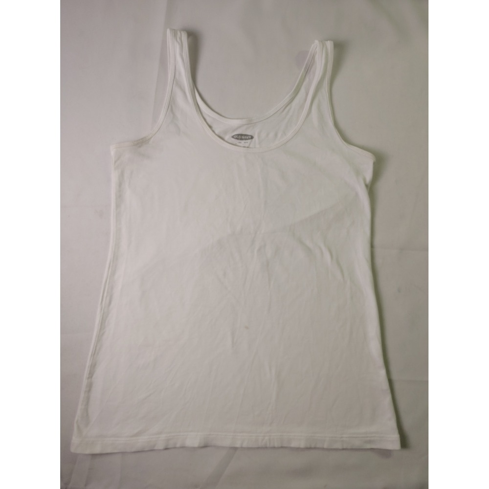 Old Navy Women Tank Top Medium White First Layer Fitted Scoop Neck Ribbed Summer